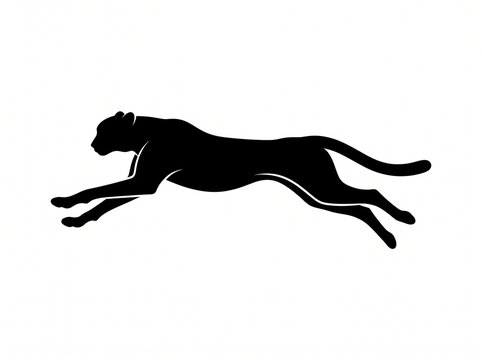 Leaping cheetah silhouette on white background. Cheetah silhouette vector illustration.