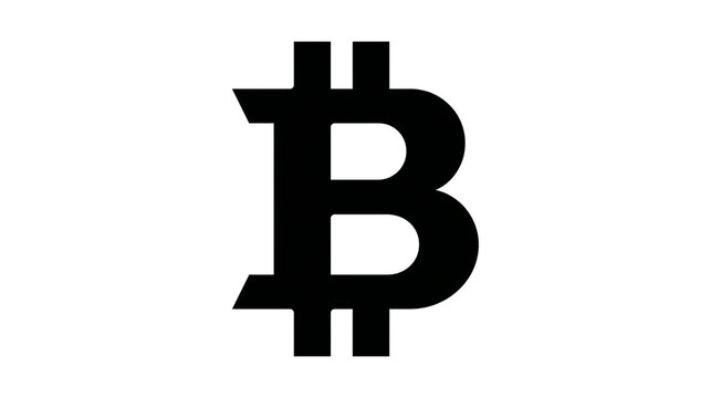 Bold black Bitcoin symbol, isolated on transparent background