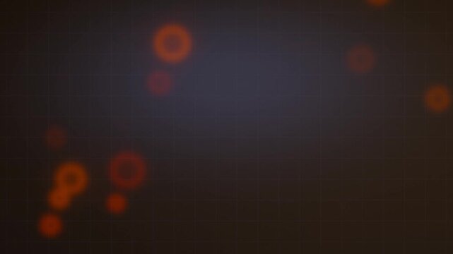 An abstract background design featuring a dark grid with soft orange and blue colors.