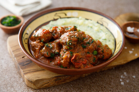 Beef ragout with mashed potato