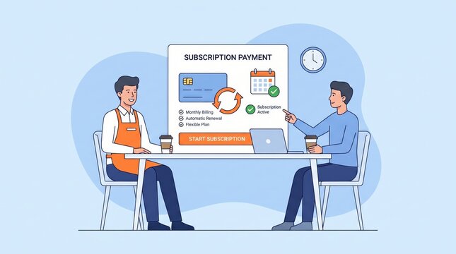 Discussion about subscription payment plans and automatic billing in corporate office business