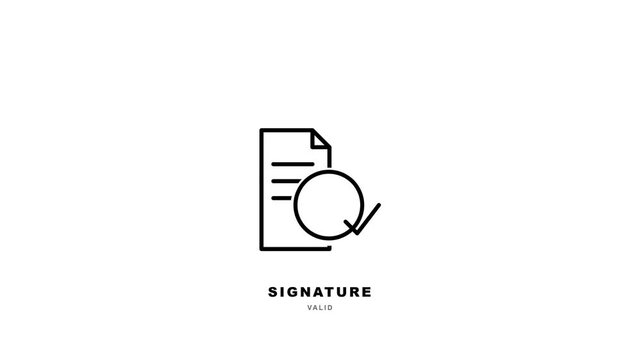 Minimalist Signature Icon Animation for Digital Document Signing and Verification.