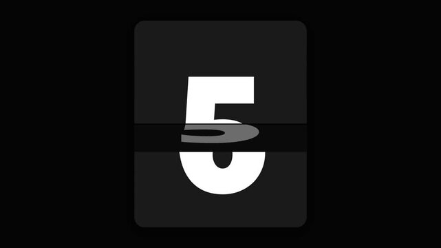 Modern Mechanical Flip Countdown Timer Animation from Ten to One on Black Background 4K Video