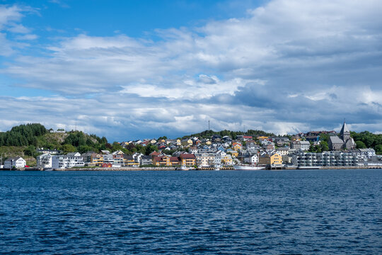 Kristiansund Coastal Town Panorama from the Sea, M&oslash;re og Romsdal, Norway