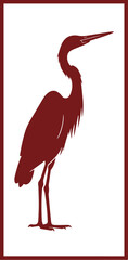 Obraz premium Red Crane Heron Bird Standing In Frame Vector Graphic Design