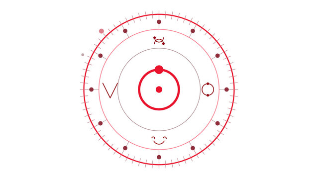 Natal chart wheel with twelve house divisions. Isolated transparent PNG overlay.