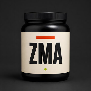 ZMA sports supplement jar in minimalist dark studio