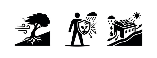Fototapeta premium Environmental Protection and Sustainable Energy Icons - Nature Resilience
