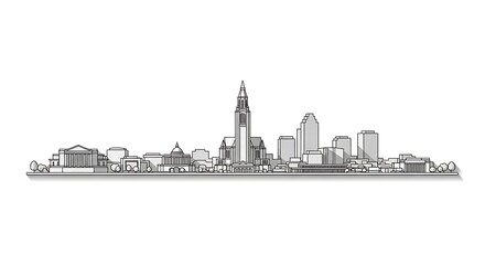 Obraz premium Minimalist Hartford Connecticut skyline line art vector illustration