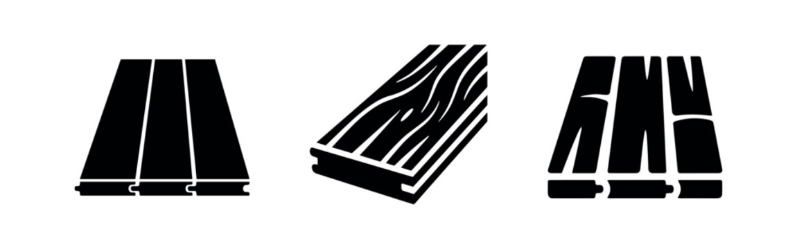 Wood Flooring Plank Icons: Parquet Layout, Wood Grain Detail, and Flooring Samples