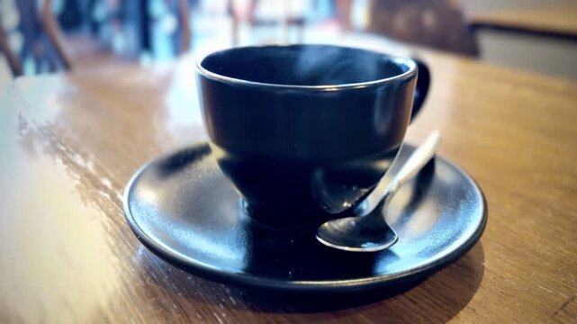 Black Coffee Cup and Chocolate Cafe Scene