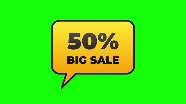 50 Percent Big Sale Speech Bubble Yellow and Black Gradient Promotional Discount Badge