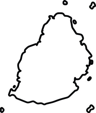Mauritius Country Map Outline Icon, Flat Vector Silhouette of National Border for Geography, Travel and Infographic Design (NOTE: verify vs 15.eps)