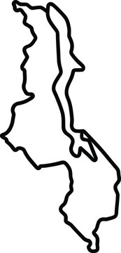 Malawi Country Map Outline Icon, Flat Vector Silhouette of National Border for Geography, Travel and Infographic Design
