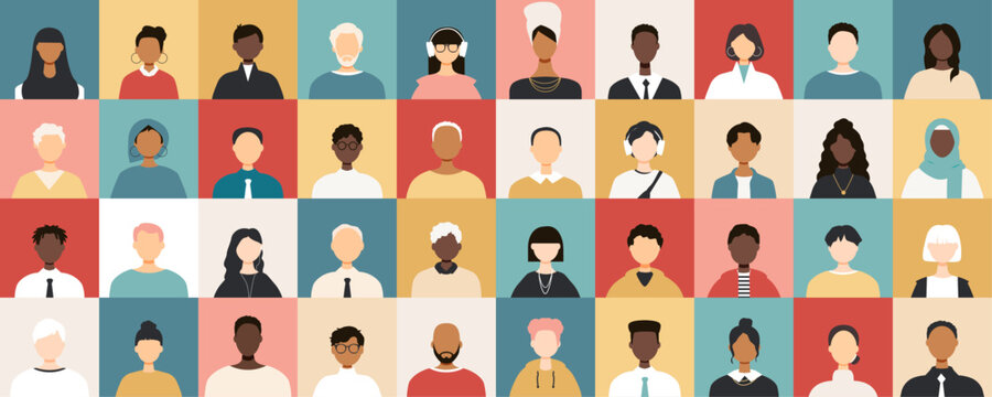 Icons of different people. Modern design.