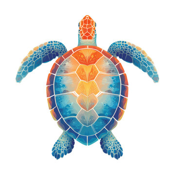 Vibrant Sea Turtle Isolated on Transparent Background