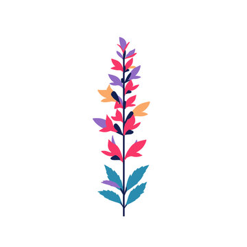 Vibrant Spiky Floral Plant Icon Isolated