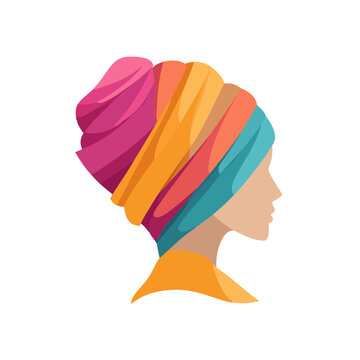 Woman Wearing Colorful Headscarf