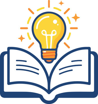 Open Book Glowing Lightbulb Idea Vector Icon