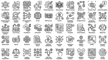 Obraz premium AI Machine Learning Icon Pack