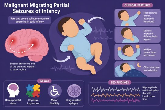 Malignant Migrating Partial Seizures of Infancy MMPSI Epilepsy Medical Infographic
