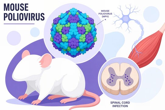 Mouse Poliovirus MPV Structure and Spinal Cord Infection Medical Infographic