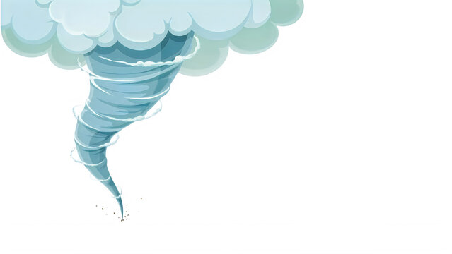 Pixel art style tornado spinning under a fluffy blue cloud representing a natural weather disaster or strong wind storm in a retro video game aesthetic design with a simple and clear graphic style iso