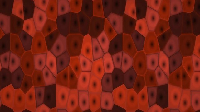 An abstract looping background pattern made of reddish geometric shapes with a cellular texture.