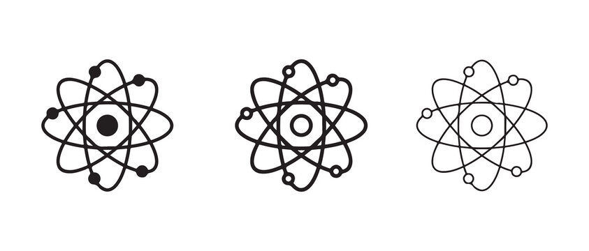 Simple Atomic Structure Diagrams Showing Electron Orbits and Nucleus in Minimalist Line Art Style