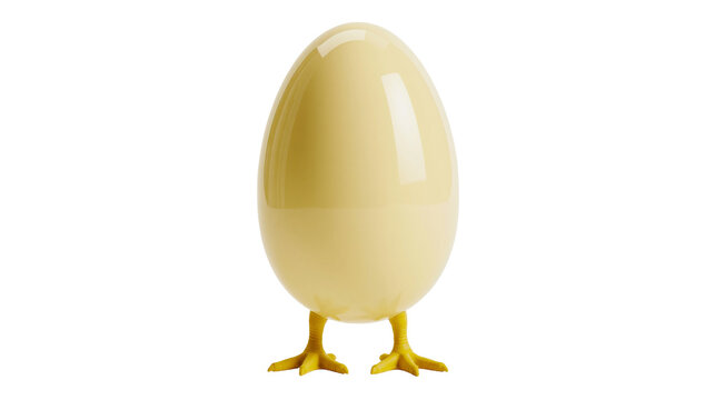 Creamy yellow egg with chicken legs, isolated on transparent background