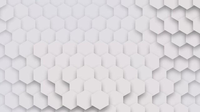 White 3D Hexagon Tiles Surface Wave Motion Extruded Geometric Shapes for Corporate Video Background