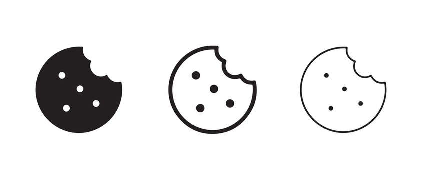chocolate chip cookie graphics with bite marks and crumbs isolated on transparent background