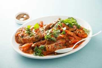 Fototapeta premium Rabbit ragout with vegetables