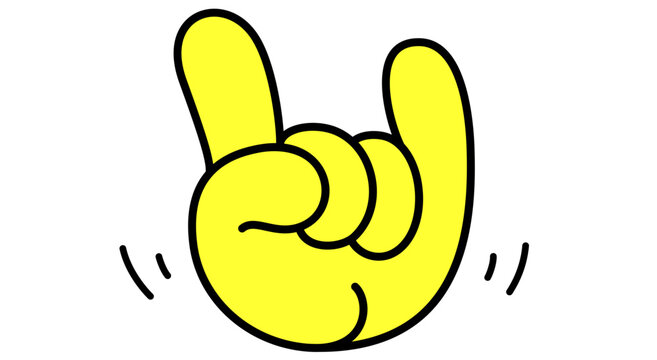 Rock. Hand sign. Gesture fingers. Creative rock hand gesture sign art, expressive rock hand gesture mark, rock heavy metal music party palm finger graphic design patches artwork. Vector Illustration