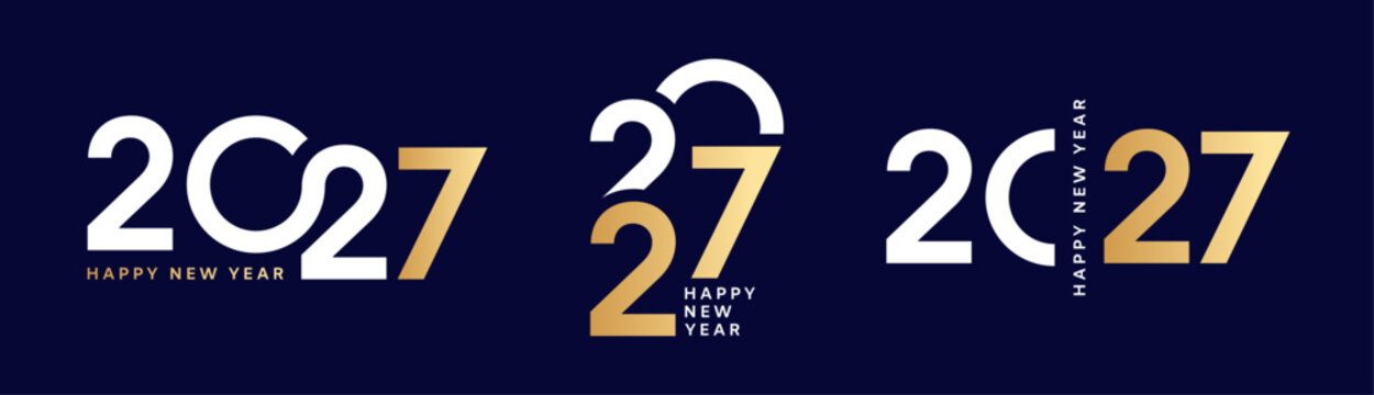 2027 number set, happy New Year 2027 greeting card design