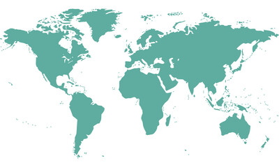 Fototapeta premium Minimal World Map Illustration Isolated on White Background, Global Geography Vector Design