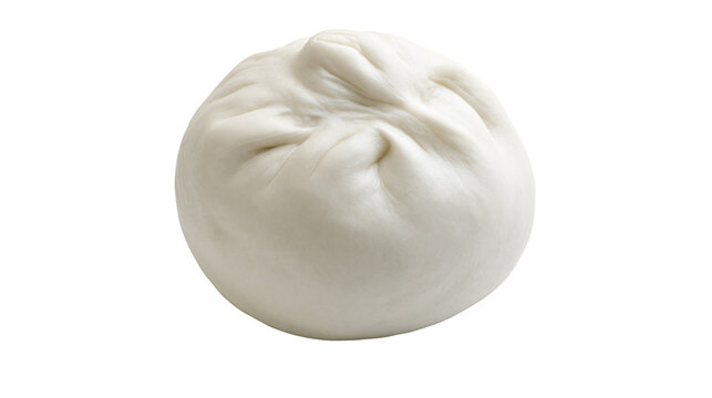 Fluffy white steamed bao bun soft dough texture, isolated on transparent background