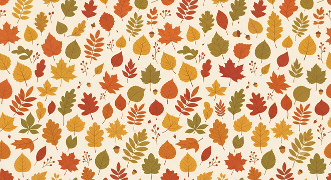 Autumn Leaves Seamless Pattern Fall Vector