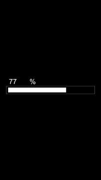 Classic Progress Bar Animation on Black Background. Download Progress, Preloader Animation Web Design Template. Seamless Loop Animation in 4K Vertical with Alpha Channel.
