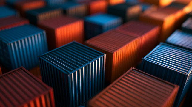 Colorful Cargo Shipping Containers in Logistics Port Terminal