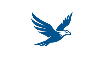 Obraz premium A minimalist blue graphic illustration of a majestic bird in flight