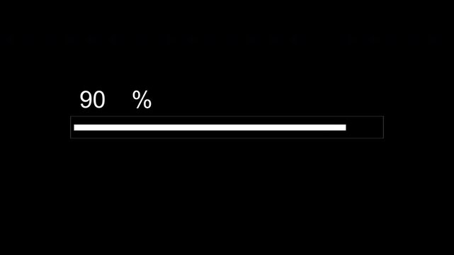 Thin Progress Bar Animation on Black Background. Download Progress, Preloader Animation Web Design Template. Seamless Loop Animation in 4K with Alpha Channel.