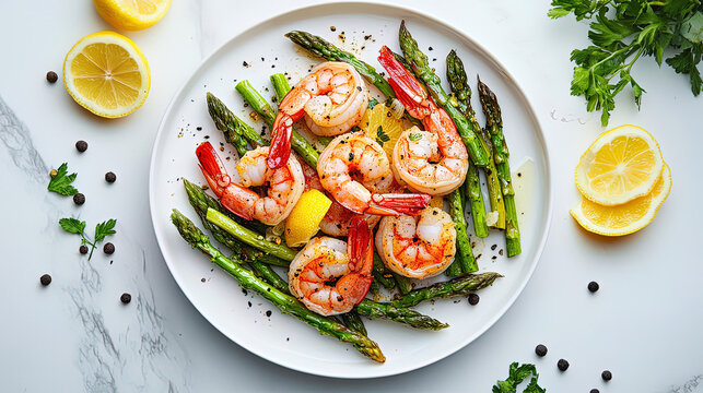 Grilled Shrimp and Asparagus with Lemon Butter Sauce