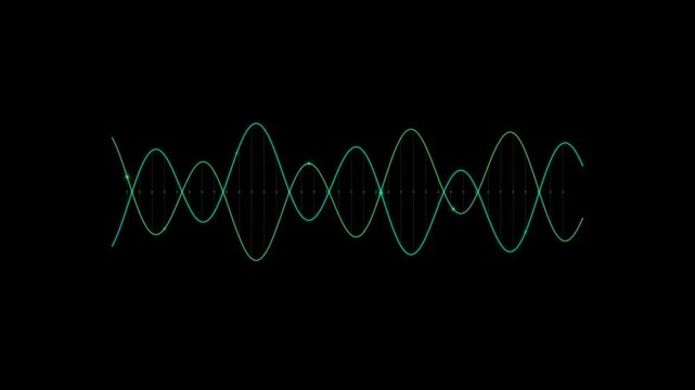 Abstract digital green sound wave signal on black background representing technology audio frequency