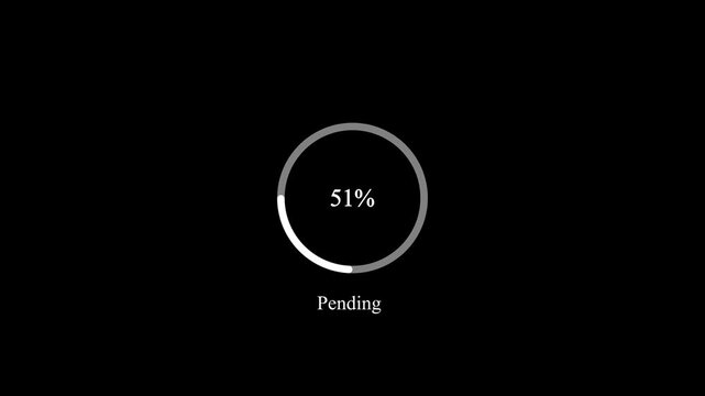 Animated abstract circle loading bar pending from 0 to 100%, designed for progress and transfer concepts.on Black Background and features 4k Motion graphics video