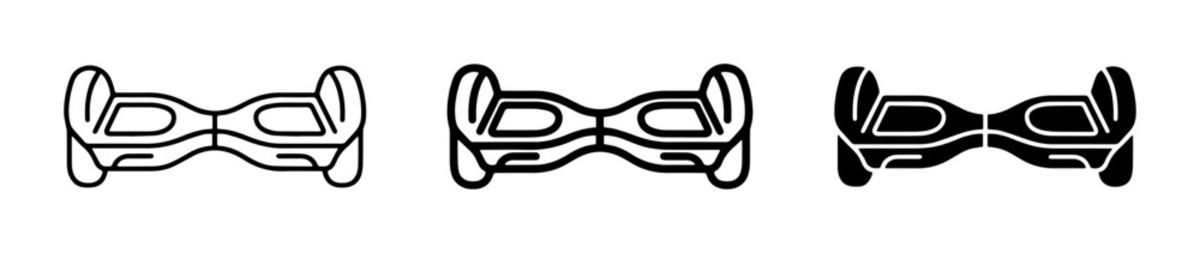 Self-Balancing Scooter Icons, Hoverboard Symbols, Personal Transport Vector Graphics