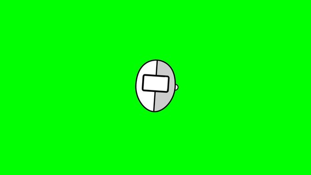 Animated Welding Mask Icon Rotating on Green Screen Background.