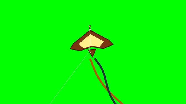 Animated Kite Flying Against a Bright Green Screen Background.