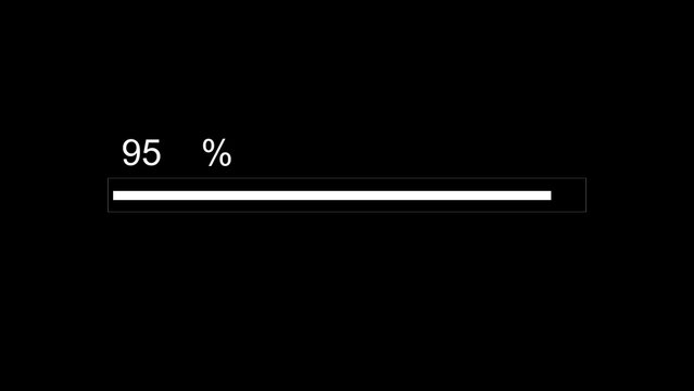 Thin Progress Bar Animation on Black Background. Download Progress, Preloader Animation Web Design Template. Seamless Loop Animation in 4K with Alpha Channel.