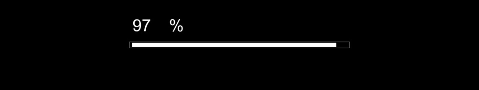 Thin Progress Bar Animation on Black Background. Download Progress, Preloader Animation Web Design Template. Seamless Loop Animation in 4K Ultrawide with Alpha Channel.